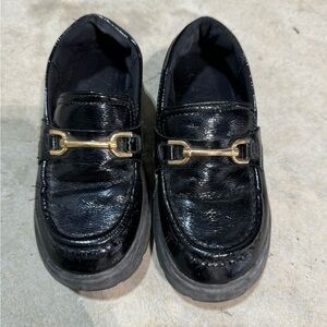 Zara Kids Black Dress Shoes with Gold Detail